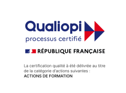 Logo Qualiopi avec mention sur fond bland
